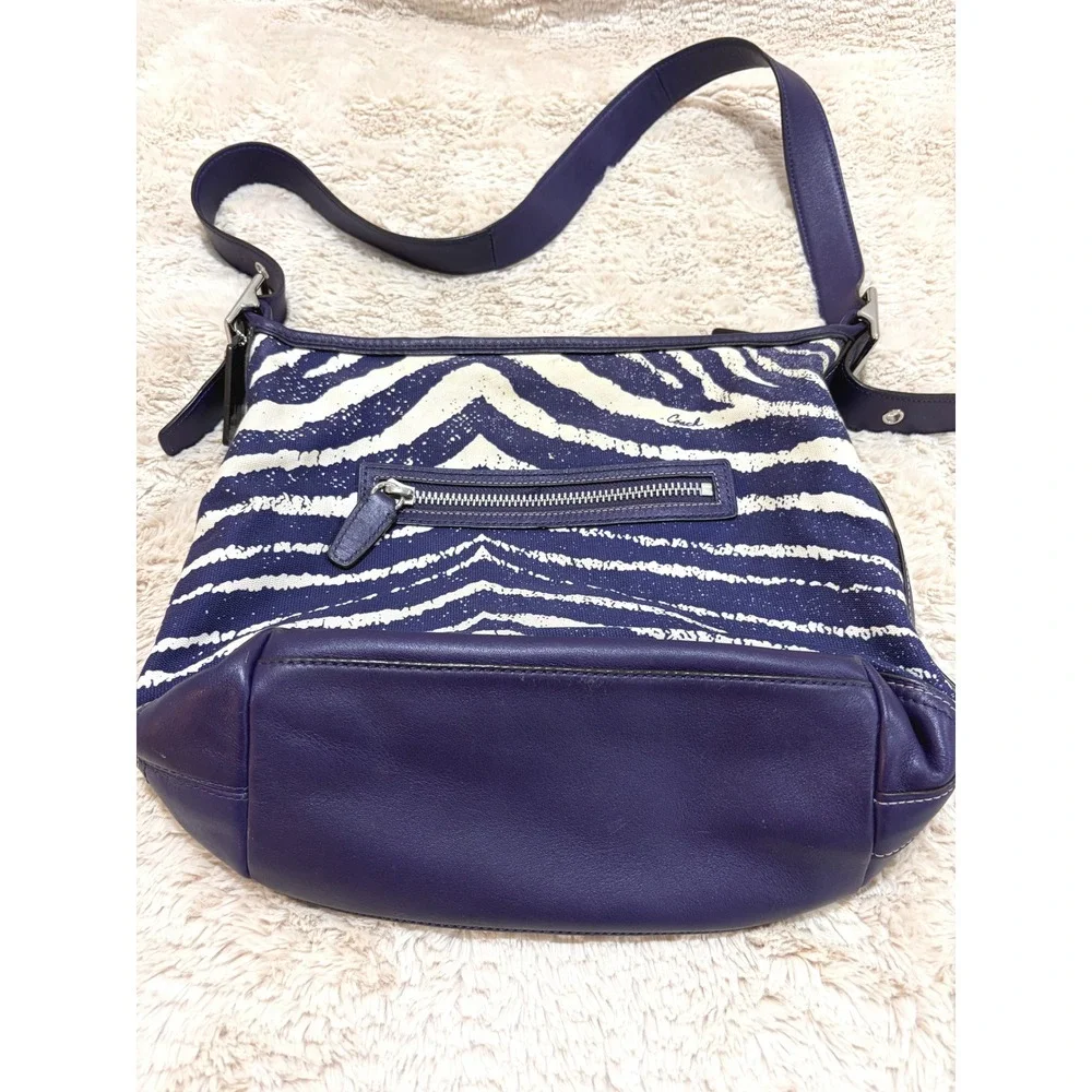 VINTAGE Coach Legacy Purple Zebra Canvas Zip Indie Sleaze Duffle Hobo Bag 23410